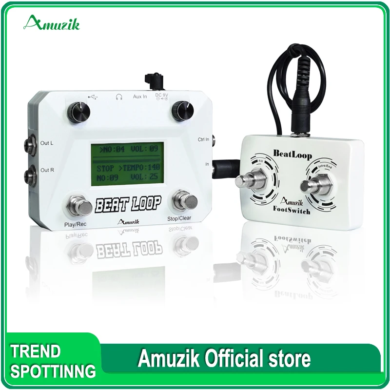 

Amuzik LBL-01 Guitar Beat Loop Pedals Drum Looper Machine 40 Drums Rhythm 50min Looper Recording Time Footswith Freely Included