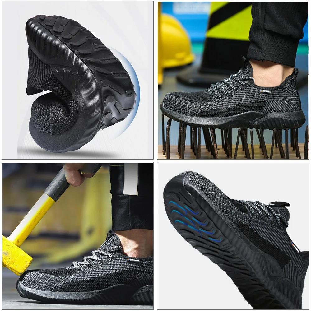 Breathable Men Sneakers Light Comfortable Safety Shoes Men's Work Boots Puncture-Proof Indestructible Security Shoes Size 36-48