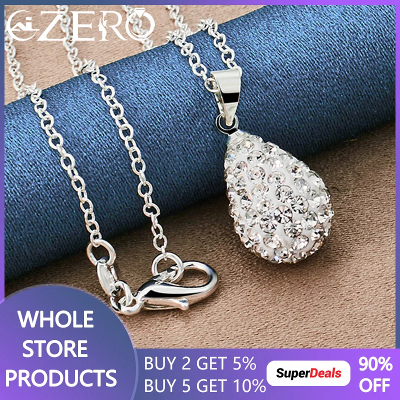 

Ожерелье ALIZERO из серебра 925 пробы с подвеской в виде капли воды из циркония с цепочкой 16-30 дюймов для женщин и мужчин, ювелирные изделия для свадебной вечеринки