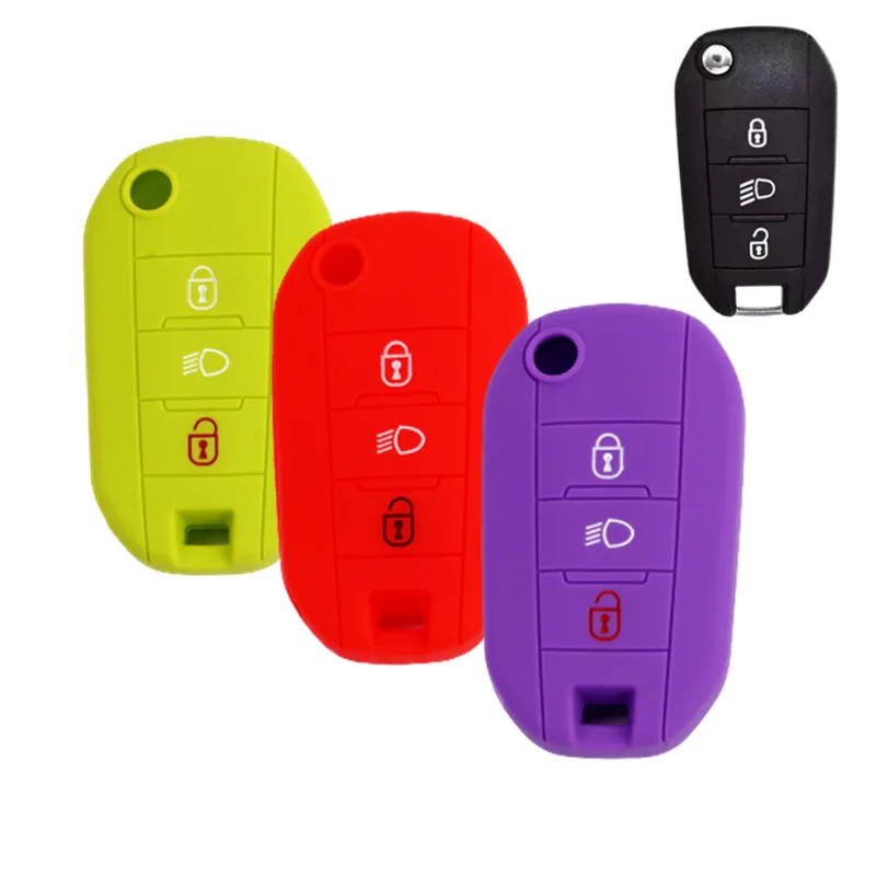Silicone Car Key Case Cover Skin Holder Fob for Peugeot 208 308 408 508 2008 3008 4008 for Citroen C4 Cactus Picasso C4L C5 C5 key case key case cover car key shell remote control case cover