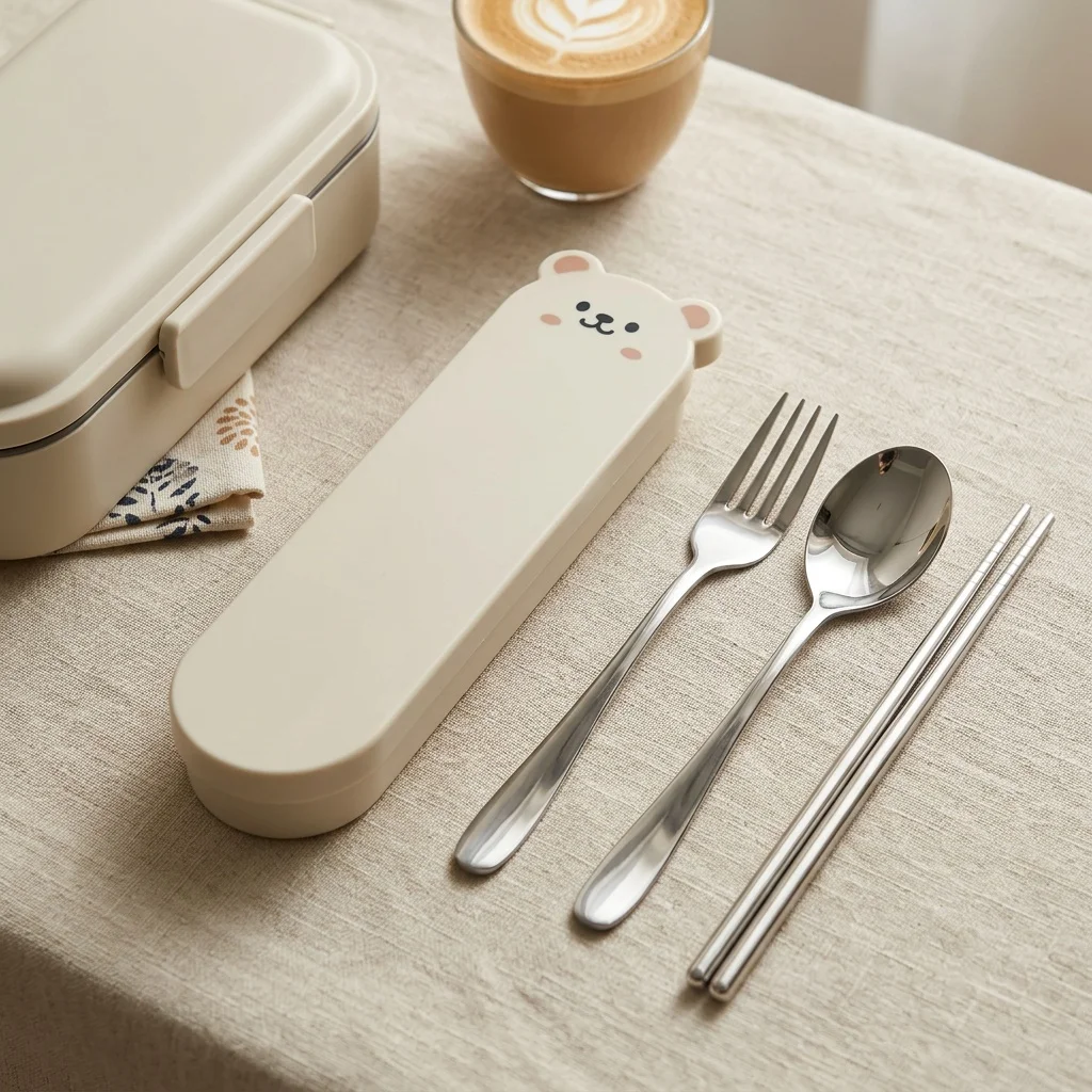 Premium Stainless Steel Cutlery Set with Organizer and Bear Case - Ideal