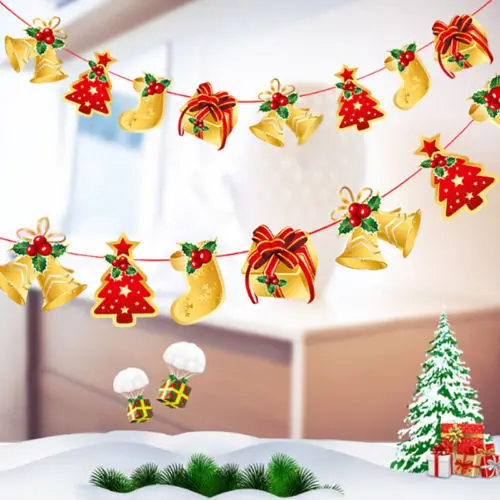 thumbnail image 1 of Merry Christmas Paper Banner Garland Xmas Decorations for Home Santa Ornament Hanging Flag 2024 Navidad New Year Party Supplies, 1 of 5