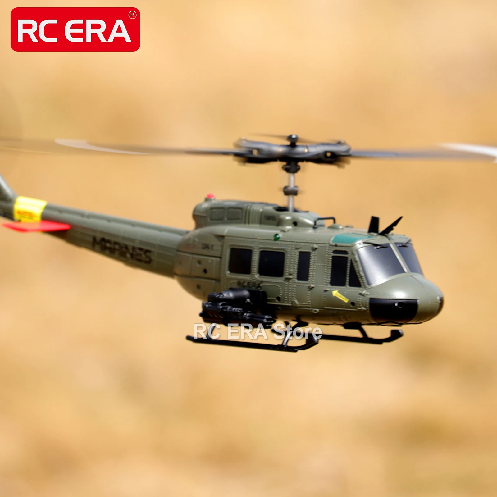 UH1 Huey Weathered Marine RC Helicopter – 6CH Remote Control Aircraft with Optical Flow, TOF Sensor & Auto Stabilization for Hobbyists 6