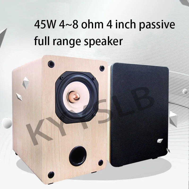 4 Inch Full Range Audio Sound Home Theater System Speaker Birch Wood Passive Bookshelf LoudSpeaker 25-50W