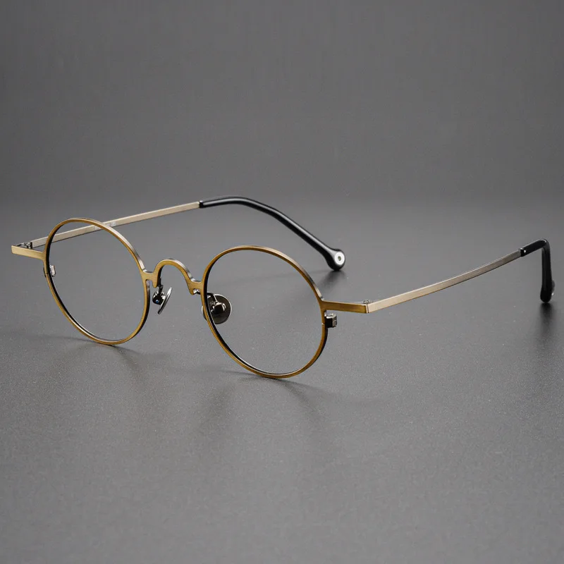 

Ultra-light pure titanium retro round glasses frame Republic of China style bronze myopia glasses frame can be matched with degr