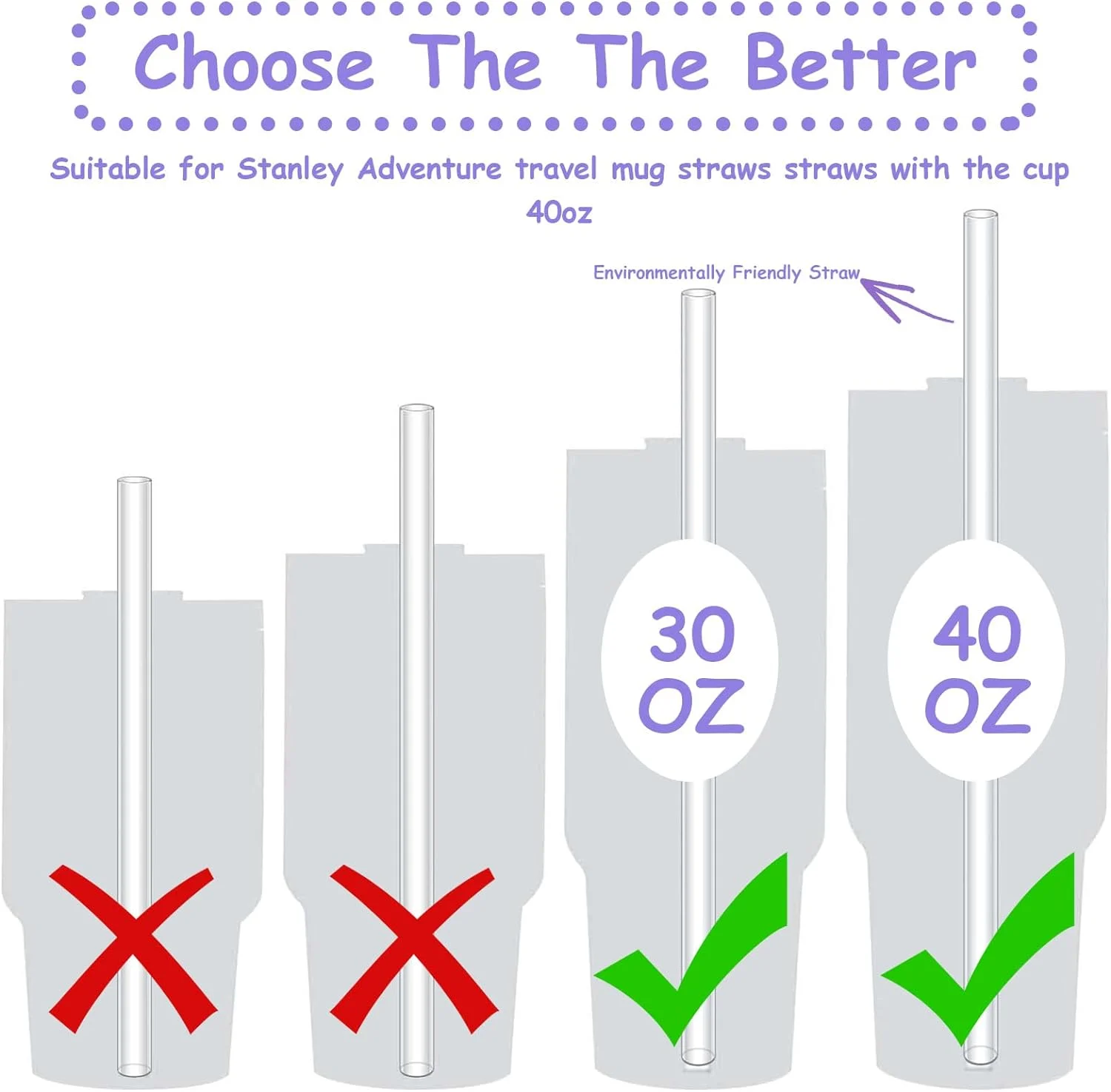 Clear Straws Compatible Stanley Adventure 40z Travel Tumber 6/12Pcs drinking straws