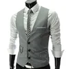 Mens Classic Business Vest with Pocket Regular Fit Solid Color Waistcoat for Wedding Summer Groomsmen Vest 2