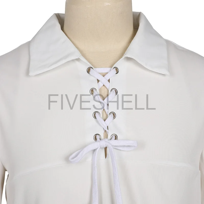 Camicia Rinascimentale Uomo Retro Maniche Lunghe Con Lacci - Costume Medievale Pirata Vichingo, Verde Militare, XL - 4