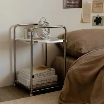Organizzatore domestico in acciaio inossidabile Scaffale multifunzionale a doppio strato Scaffale portaoggetti per gadget Scaffali portaoggetti per comodino camera da letto