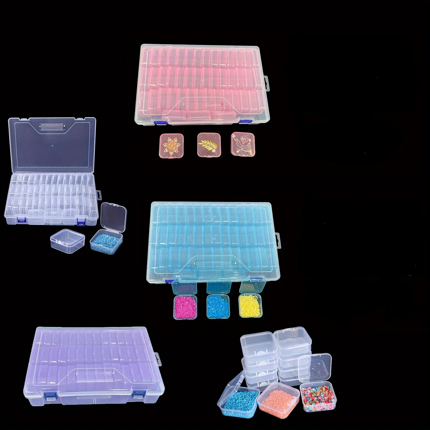 45 Grid Plastic Bead Storage Case  Transparent Organizer for Nail Art Jewelry Crafts Diamond Painting Portable Accessory Box wit 6