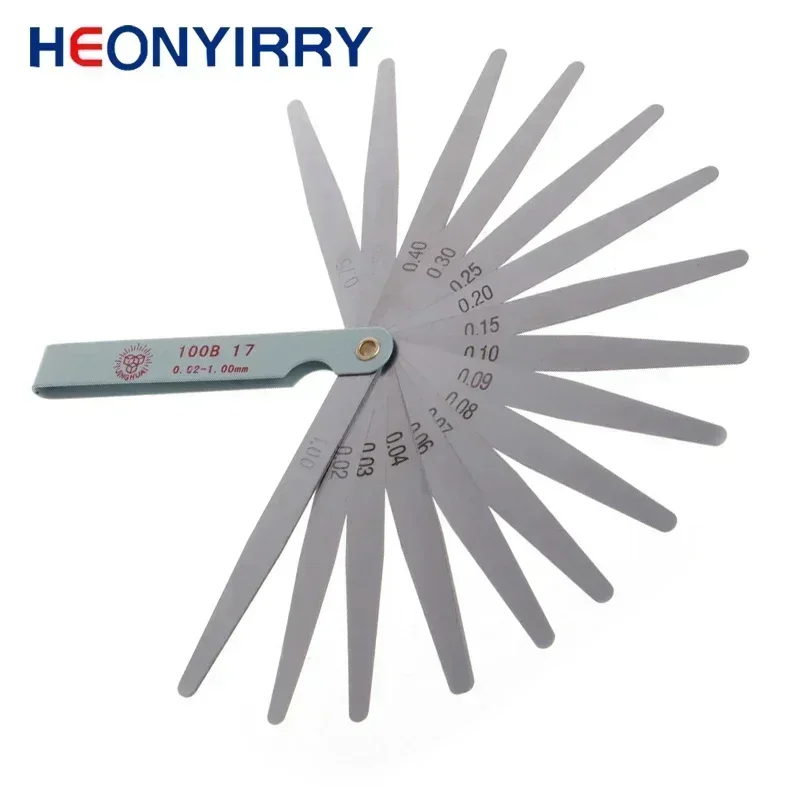 17 Blades Feeler Gauge Thickness Gauges Measurment Tool Gap Wedge for Engine Valve Adjustment 0.02-1mm Percision Measuring Tools
