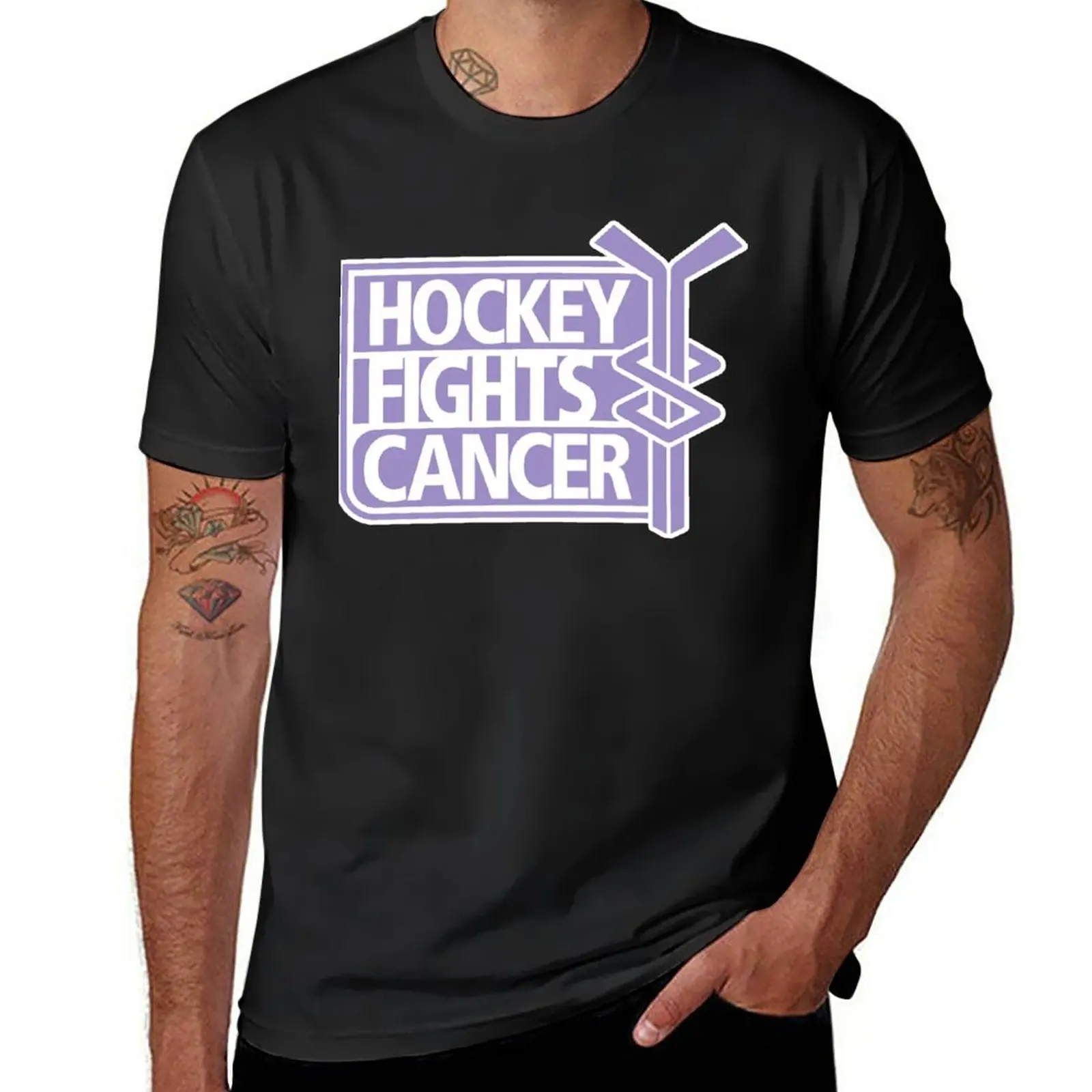 

New HOCKEY FIGHTS CANCER T-Shirt graphic t shirt tops mens cotton t shirts