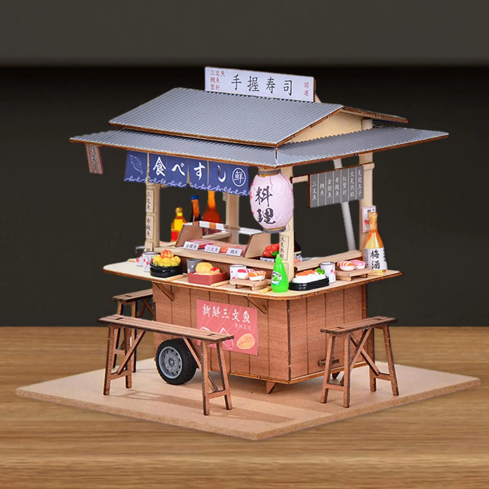 Mini Sushi Shop Model Sushi Store Display Small Toy House DIY Dollhouse Kits