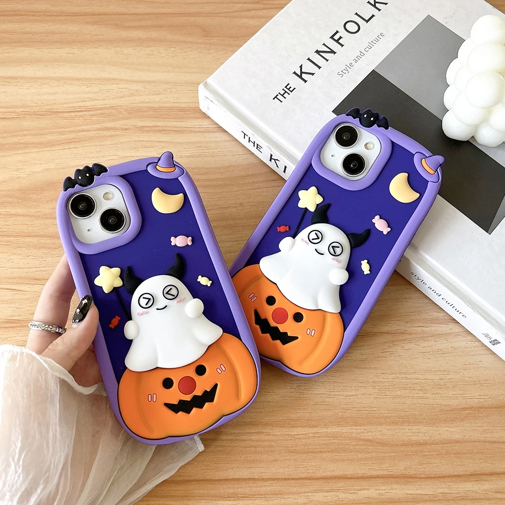 Halloween Pumpkin Ghost Soft Silicone Phone Case Cover