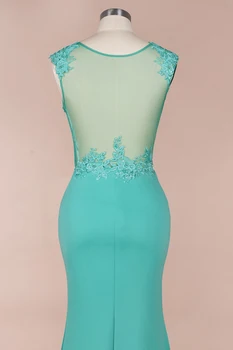 BABYONLINE فساتين حورية البحر النسائية باللون الأخضر النعناعي - فساتين سهرة بدون أكمام مع دانتيل زهور لضيوف الزفاف والحفلات الراقصة 5