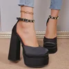 Fashion Sexy Heightening Princess Catwalk Model Banquet High Heel Rhinestone Elegant Pin Buckle Women's High Heels Size35-40 1