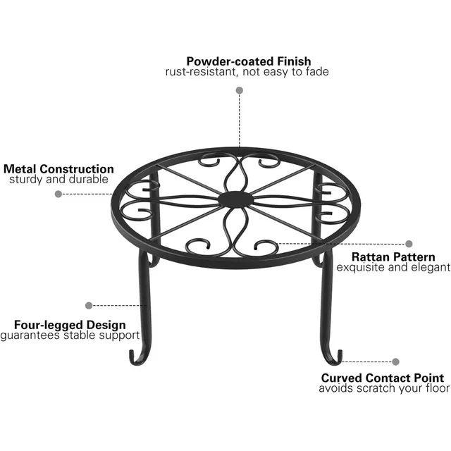 1Pc Metal Plant Stand Flower Pot Base Holder Stool for Home Garden Indoor Outdoor Flower Plant Display Bonsai Holder 6