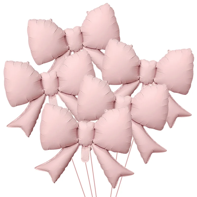 5 Stück Babyrosa Schleifenballons, Schleifenballon aus Folie für Mädchen, Geburtstagsfeier, Hochzeit, Brautparty, Valentinstag-Dekoration