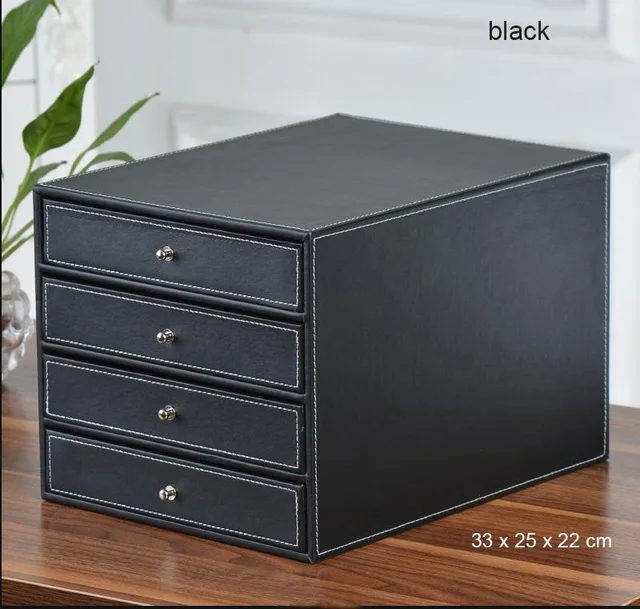 オフィス4段引き出し木製レザーデスクa4ファイルキャビネット引き出し 