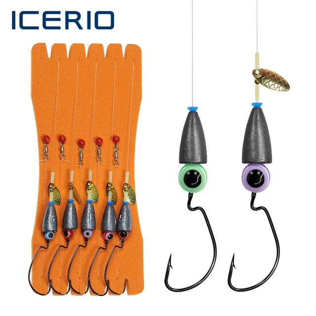 ICERIO 5pcs Blades Texas Rig for Bass Fishing Carolina Rig Kit Fishing  Tackle Fishhooks Carp Fishing