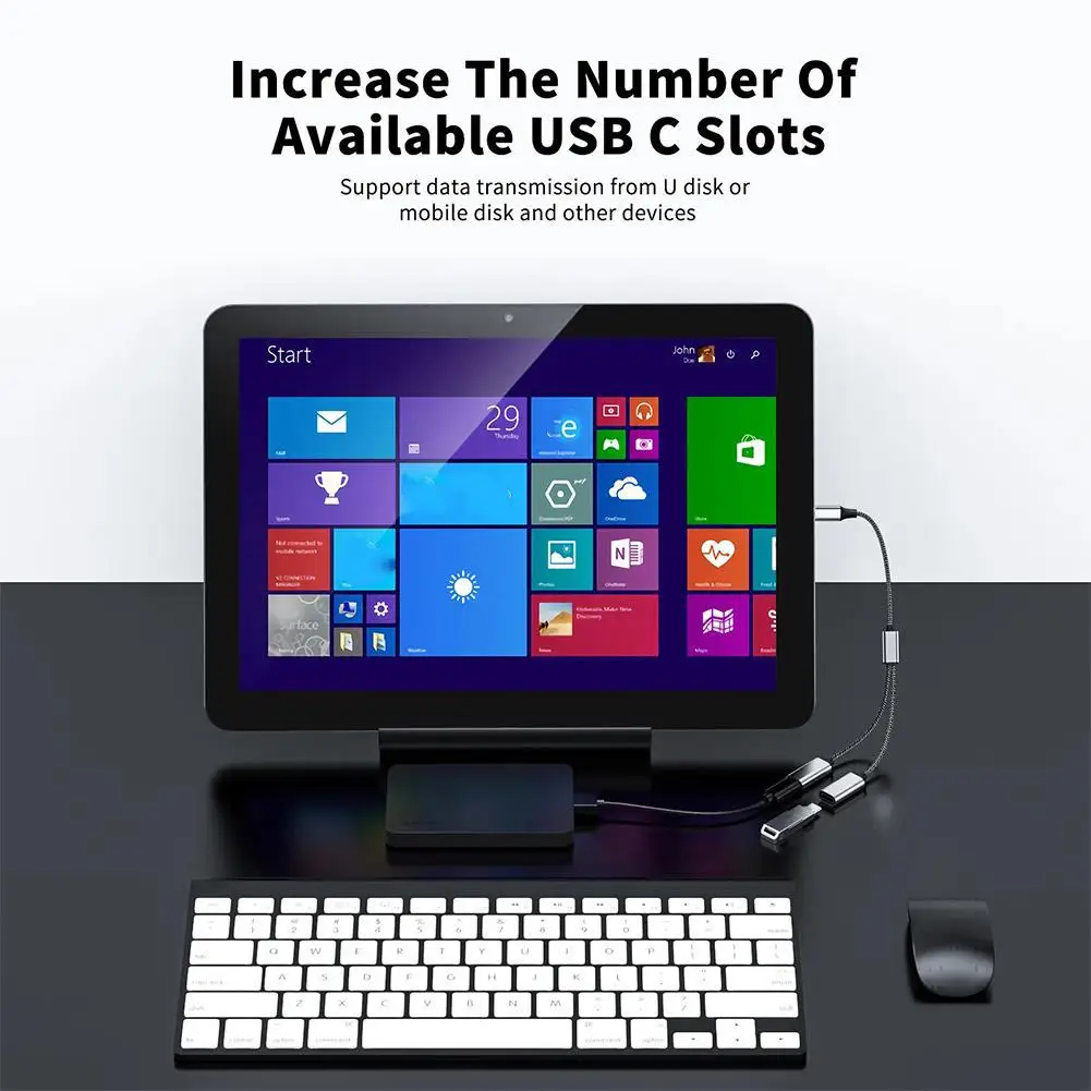 USB C 남성 듀얼 USB C 여성 분배기 휴대 전화 태블릿 TypeC 허브 3 포트 1-2 TypeC 인터페이스 TypeC 분배기