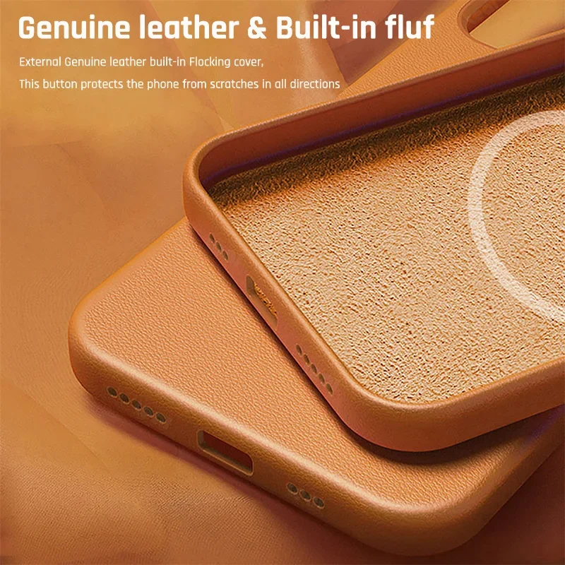 Premium Magnetic Leather Case with Wireless Charging Support