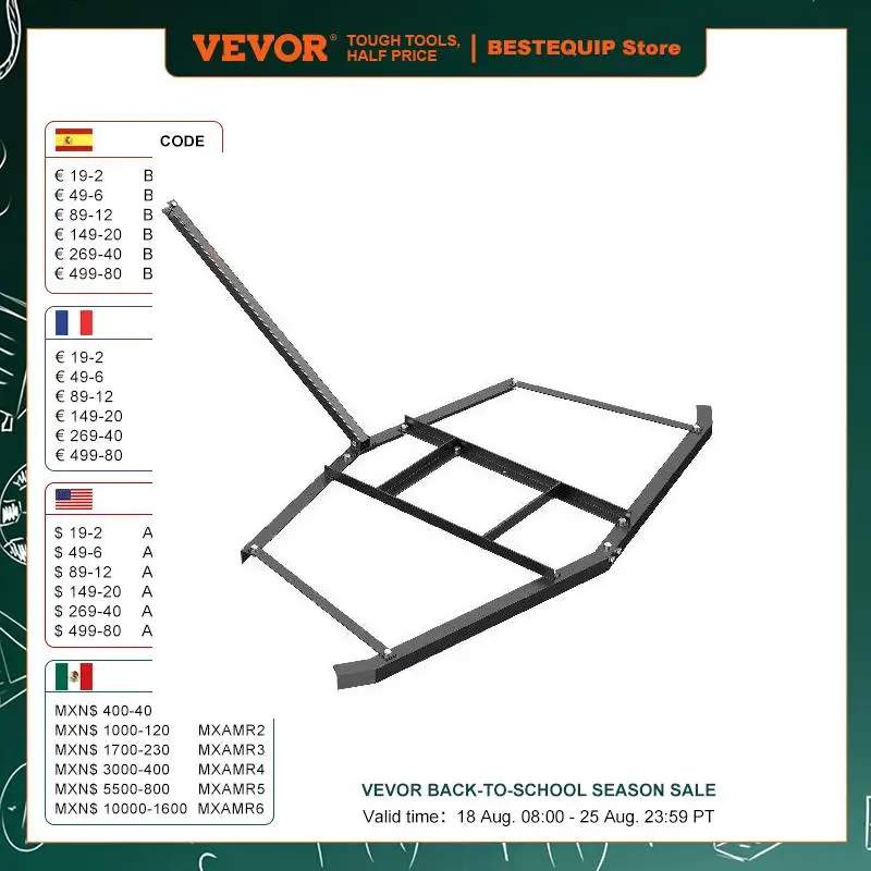 VEVOR Driveway Drag 76.57" Width Tow Behind Drag Harrow Q235 Steel Driveway Grader with Adjustable Bars Support up to 50 lbs
