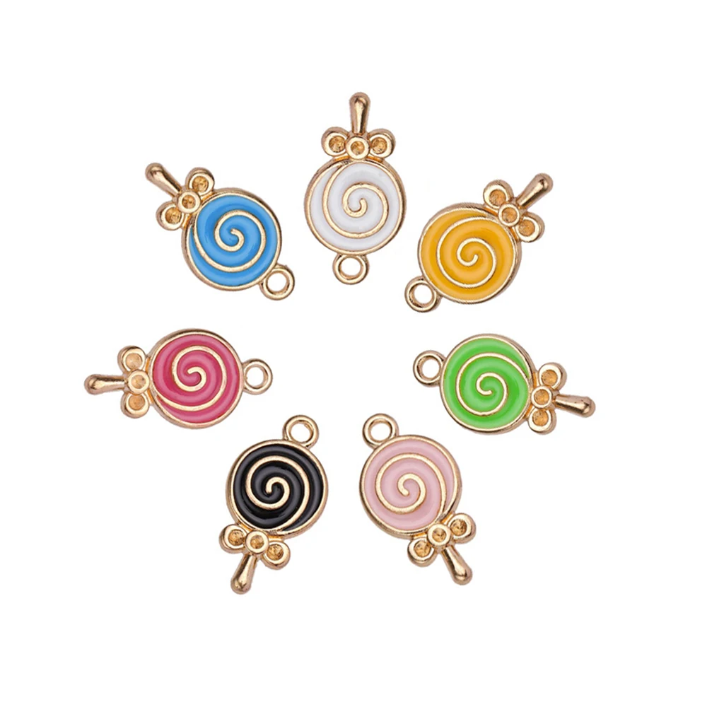 

20Pcs Enamel Kawaii Lollipop Charms Metal Alloy Candy Pendants for Keychain Jewelry Making DIY Earrings Necklaces Findings