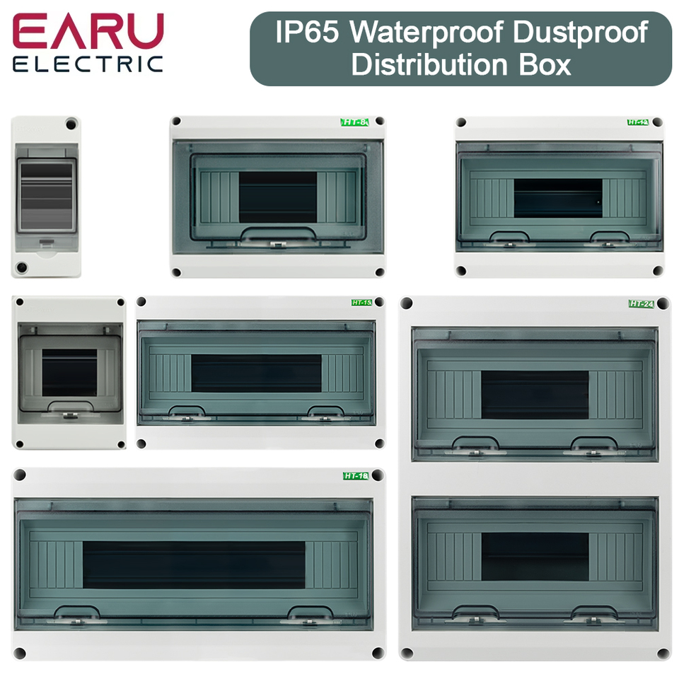 HT 2/5/8/12/15/18/24 WAY Series Junction Box PC Plastic Outdoor Electrical IP65 Waterproof Dustproof Distribution Switch Box