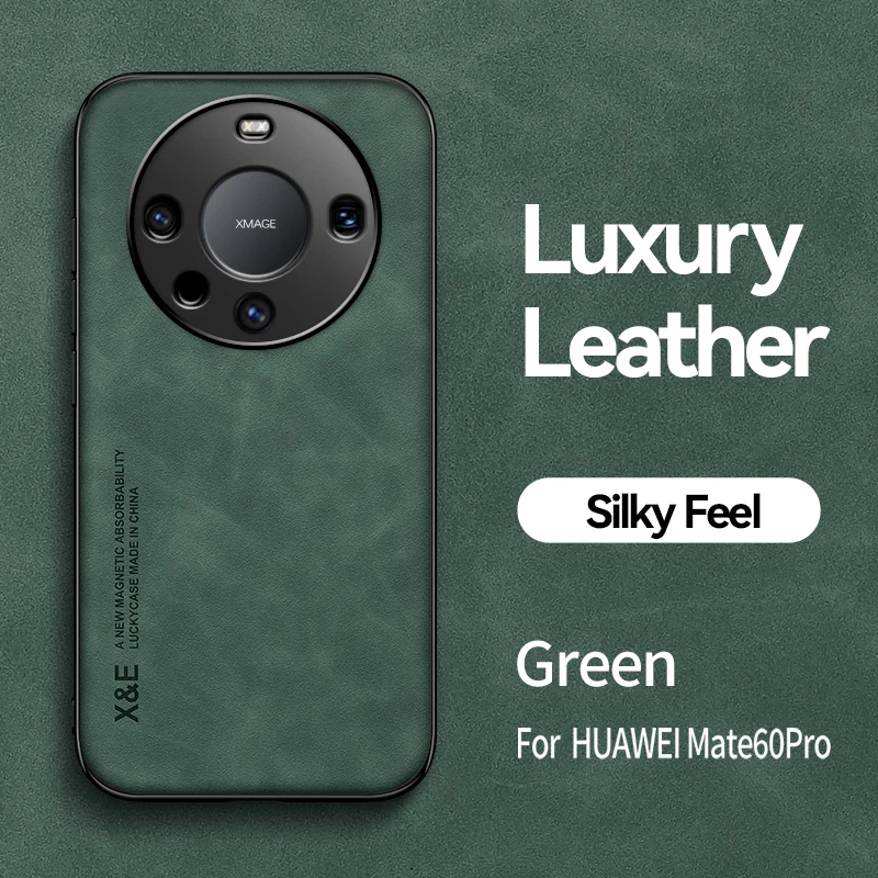 Luxury Leather Magnetic Phone Case with Metal Plate Holder