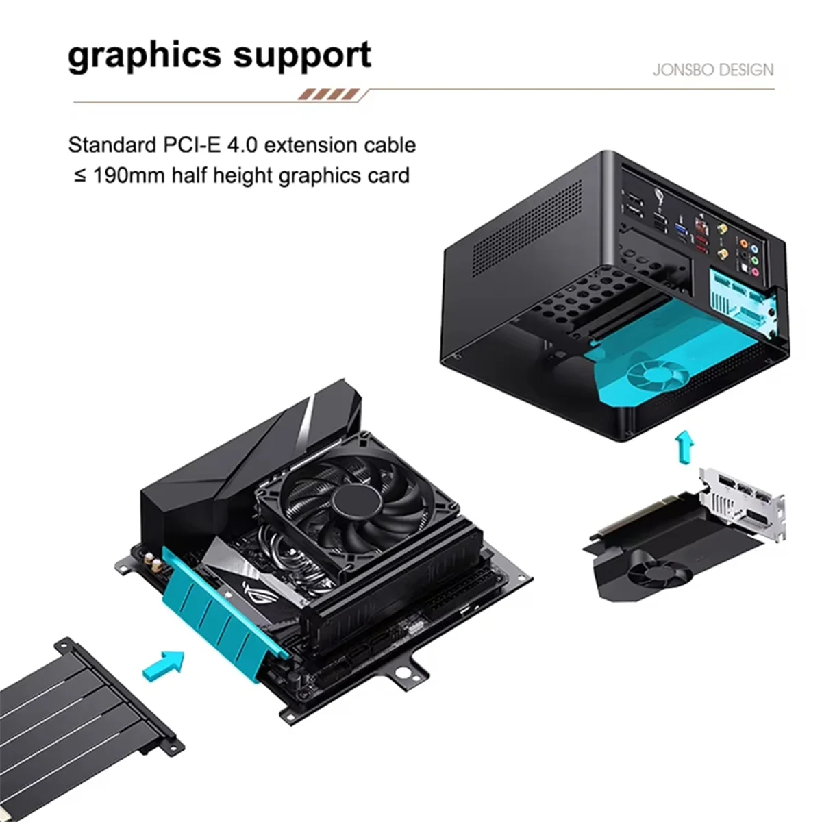 ABAN NV10 미니 ITX PC 케이스, 1U 전원 공급 장치 지원, 4.5L 용량, 컴팩트하고 우아한 디자인 블랙
