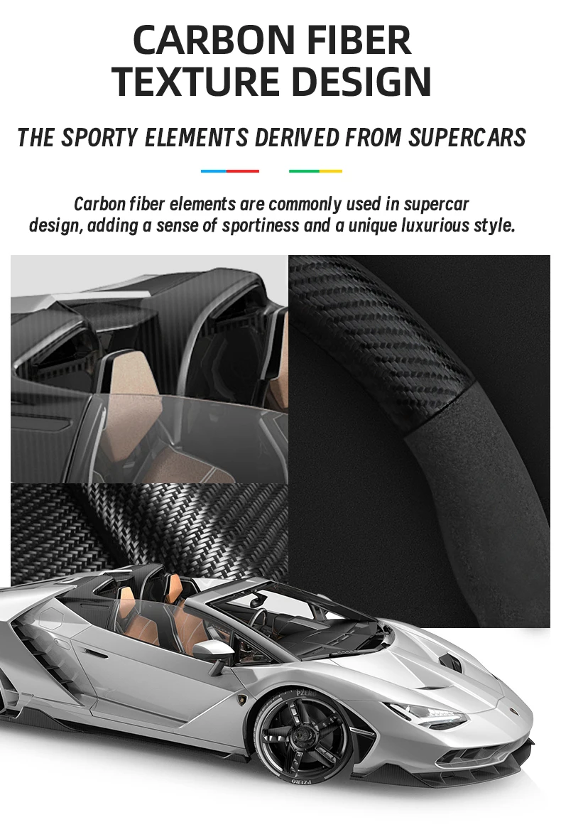 Geeignet für Dacia Wildleder-Lenkradbezug mit matter Carbonfaser-Textur, passend für Modelle wie Sandero Stepway, Duster, Jogger, Bigster, Spring, Electric, Cargo, Logan usw., Schwarz-Mokka Autozubehör – Detail 2