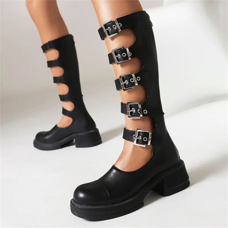 

Platform Shoes for Women 2023 Spring Summer Street Style Punk Cool Boots Fashion Buckle Design Comfortable Square Heel Sandals