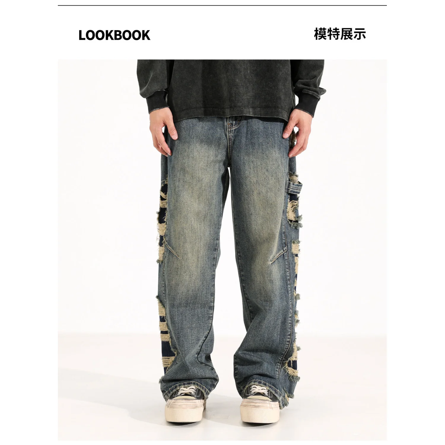 American Spring and Autumn Season Men and Women Trendy Personalized Loose Straight Jeans Couple Retro Washed Casual Pants y2k 5