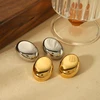 Fashion 18K Gold PVD Plated Statement High Polish Smooth Oval Earrings Chunky Geometric Stainless Steel Earrings Jewelry 1