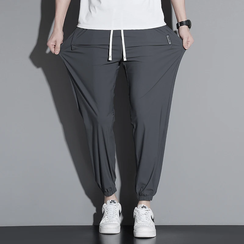 Men Pants Ice Silk Tall Size Summer Sport Sweatpant Jogger Trouser Male Extra Long Leg Length 190 Cm 107 115 Lengthed Teenager