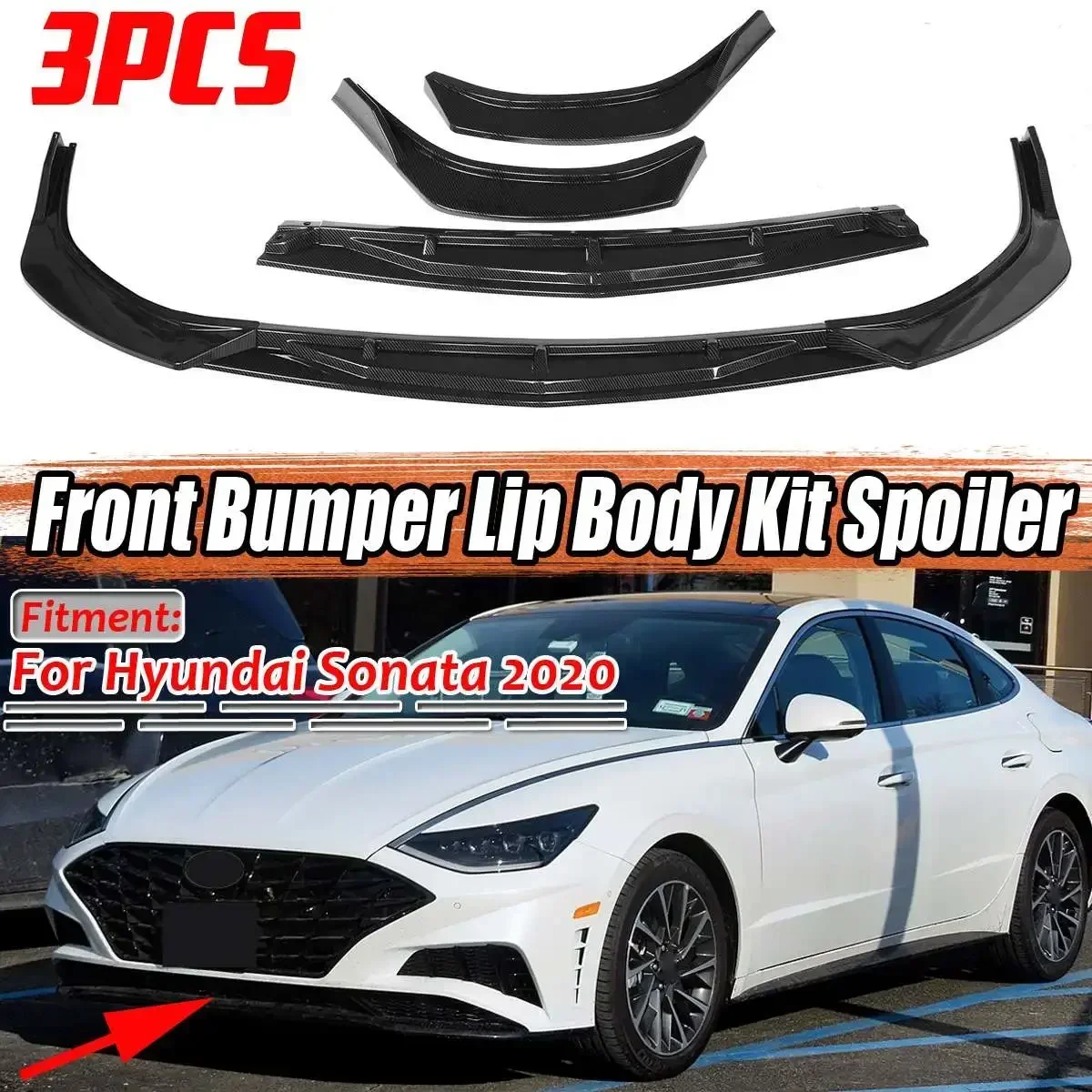 

High Quality Car Front Bumper Lip Body Kit Spoiler Splitter Diffuse Deflector Lips Protector Cover For Hyundai For Sonatas 2020