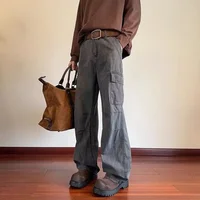 Autumn Vintage Multi-pocket Baggy Cargo Pantalones For Man Casual Pleated Straight Work Pants High Street Fashion Y2K Trousers