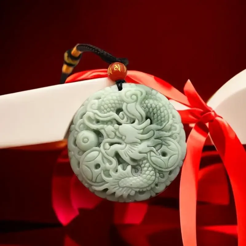 Chinese Jade Dragon Pendant Necklace Carved Amulet Gifts for Women Men pendant necklace