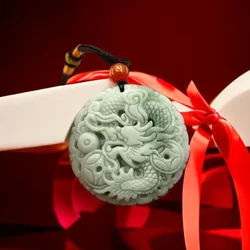 Natural White Green Chinese Jade Dragon Pendant Necklace Fashion Charm Jewellery Accessories Carved Amulet Gifts for Women Men