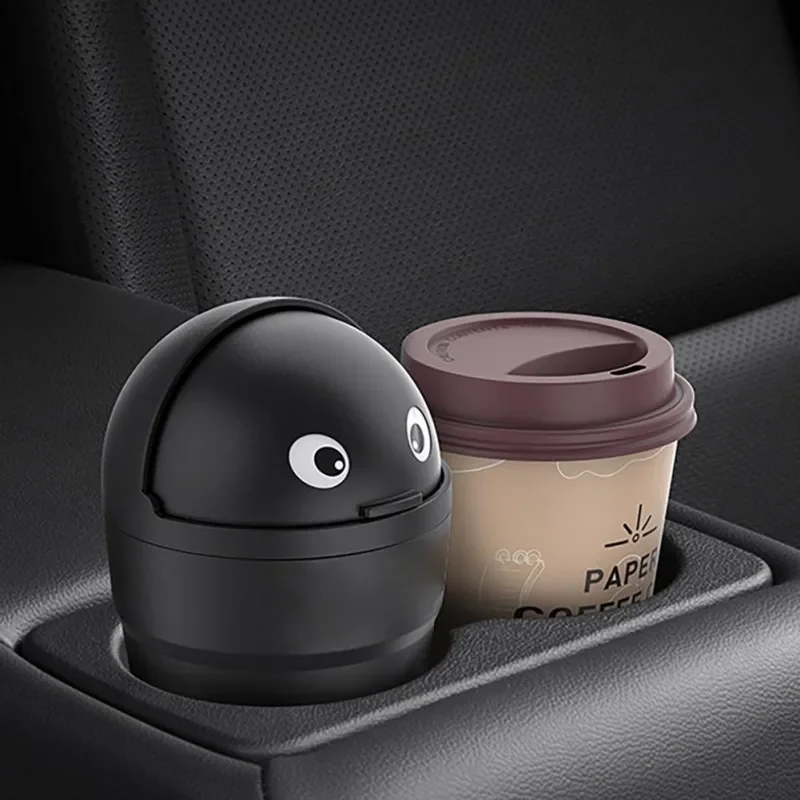 Universal Car Trash Can Auto Organizer Storage Box with Swing Lid Cute Mini Automotive Leakproof Vehicle Trash Bin for Car