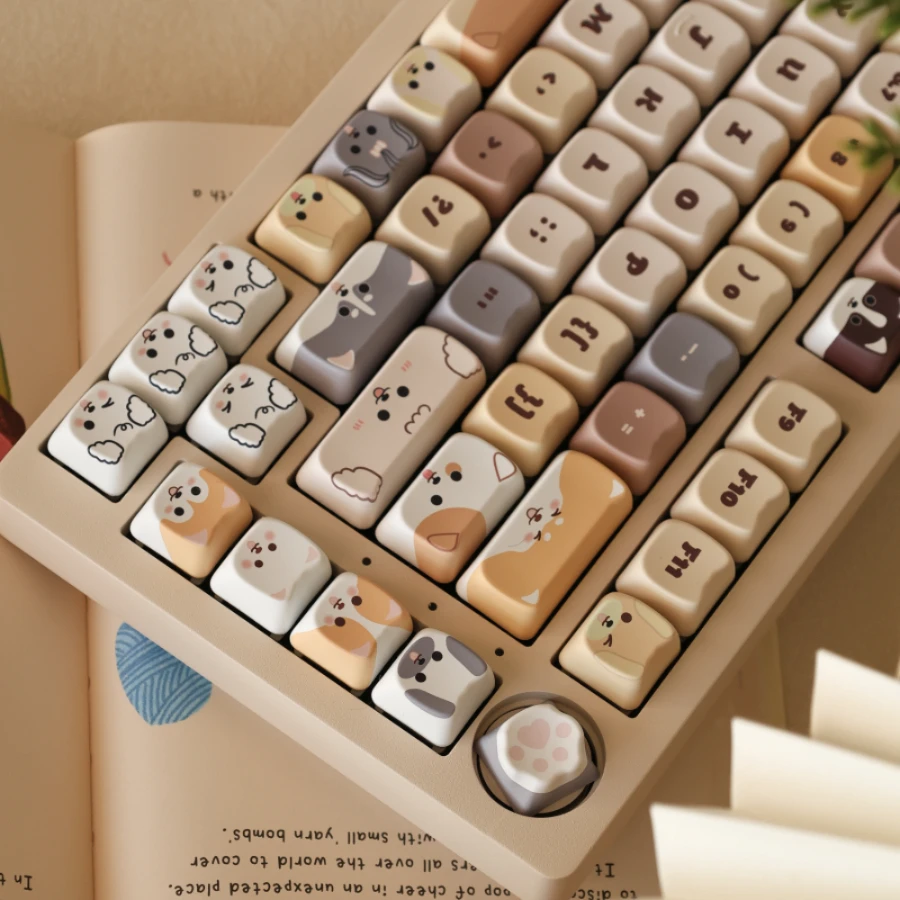 Echome Puppy Land Tema Keycap Grupo Pbt Custom Cute Cat Head Keyboard Cap Mao Perfil Key Cap para Acessórios de Teclado Mecânico - Imagem 5
