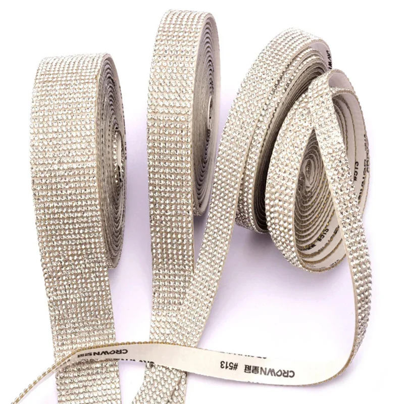 Self Adhesive Crystal Rhinestone Sticker Diamond Ribbon DIY Decorative Stickers for Car Phone Camera