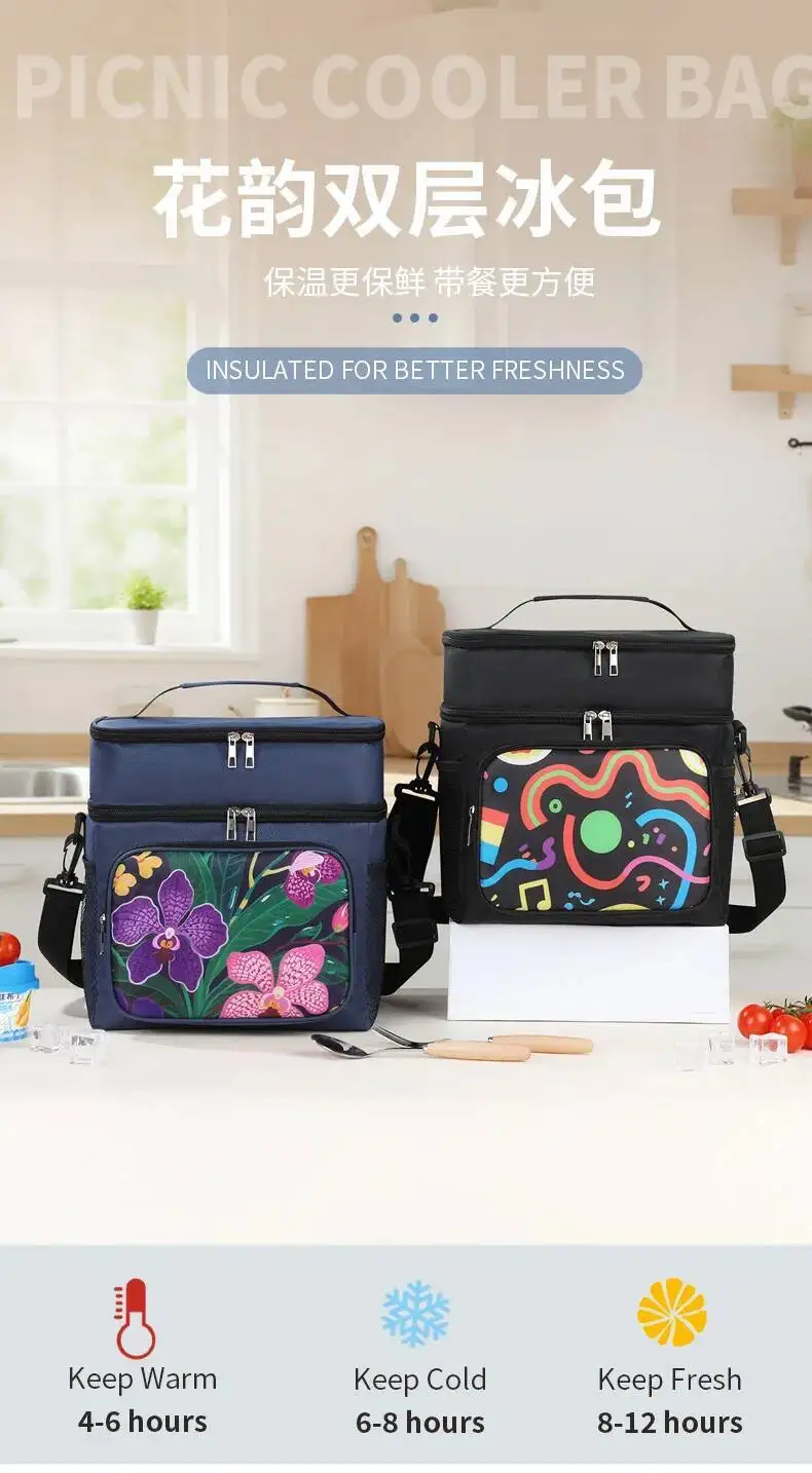 Doppelschichtige Lunchtasche, große Kapazität, gute Aufbewahrung, Kühltaschen, neuer, heiß verkaufter Frischhalte-Eisbeutel für Büroangestellte – Detail 1