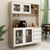 Kitchen Pantry Storage Cabinet, Shelves & Drawers, Modern Sideboard Buffet Cabinet, Wood Kitchen Cupboard with Hutch and Hooks 1
