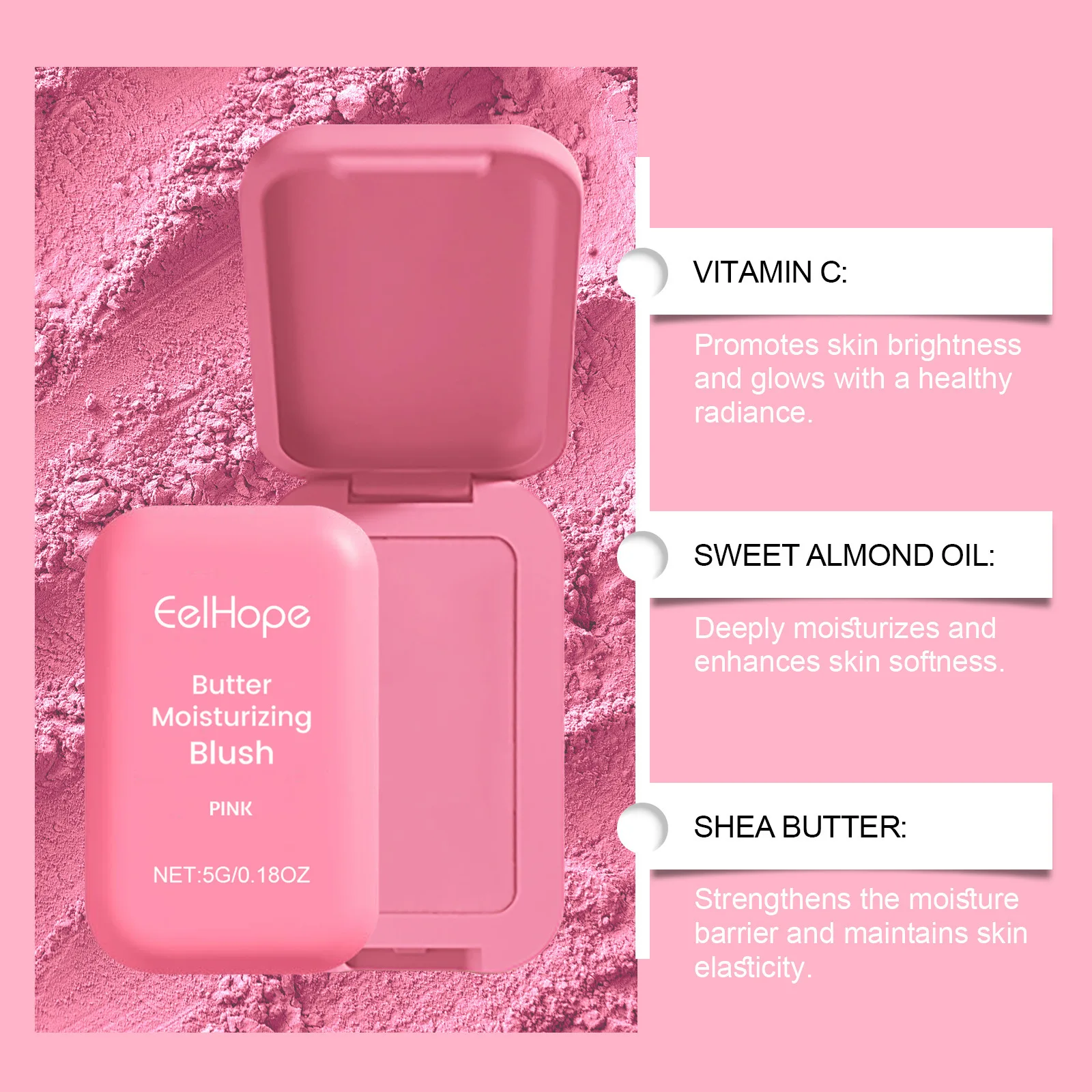 EELHOPE Butter Moisturizing Pink Blush Long Lasting Matte Rouge Naked Makeup Facial Repair Blush Natural Ruddy Makeup Blusher 4