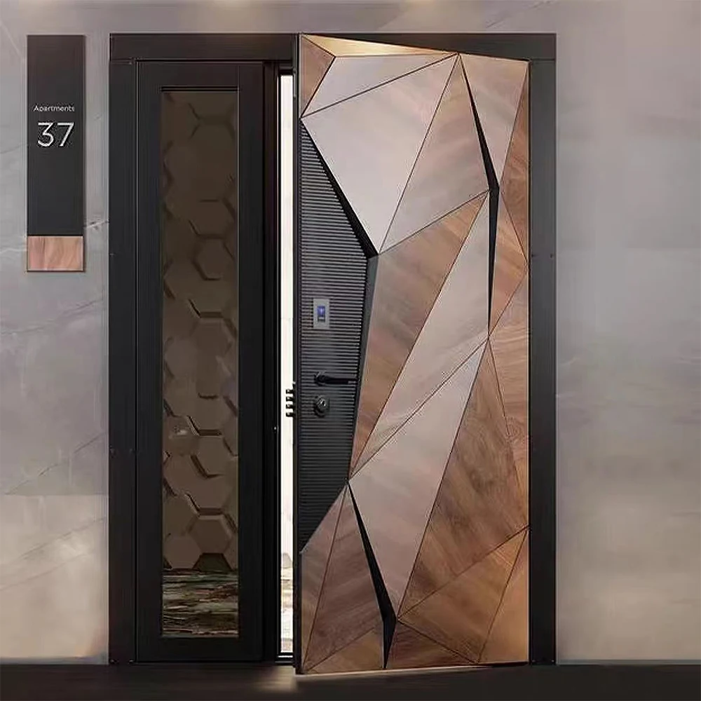 Sixinalu Entrance Doors Light Strip 1S.q Exterior Gate Entry Door Aluminum Front Casement Door Panel Home Decor Custom