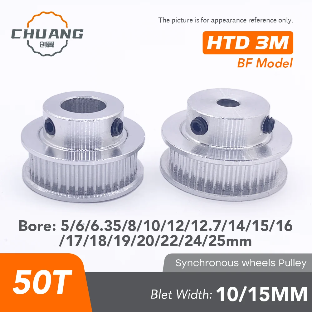 

HTD 3M BF model 50Teeth Bore5/6/8/10/12/12.7/14/15/16/17/18/19/20/22/24/25mm Timing Belt Width 11mm 16mm 3D printer CNC Parts