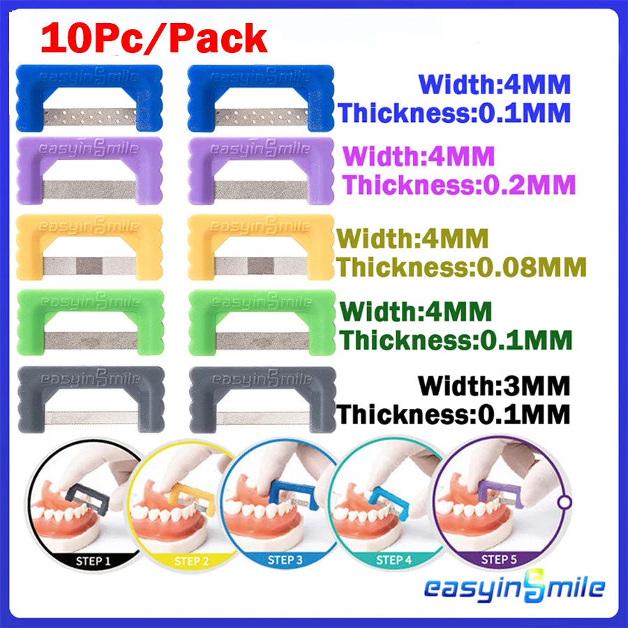 Sistema Strip IPR Easyinsmile - Strisce Lucidanti Seghettate Per Riduzione Smalto Interprossimale, 10 Pezzi