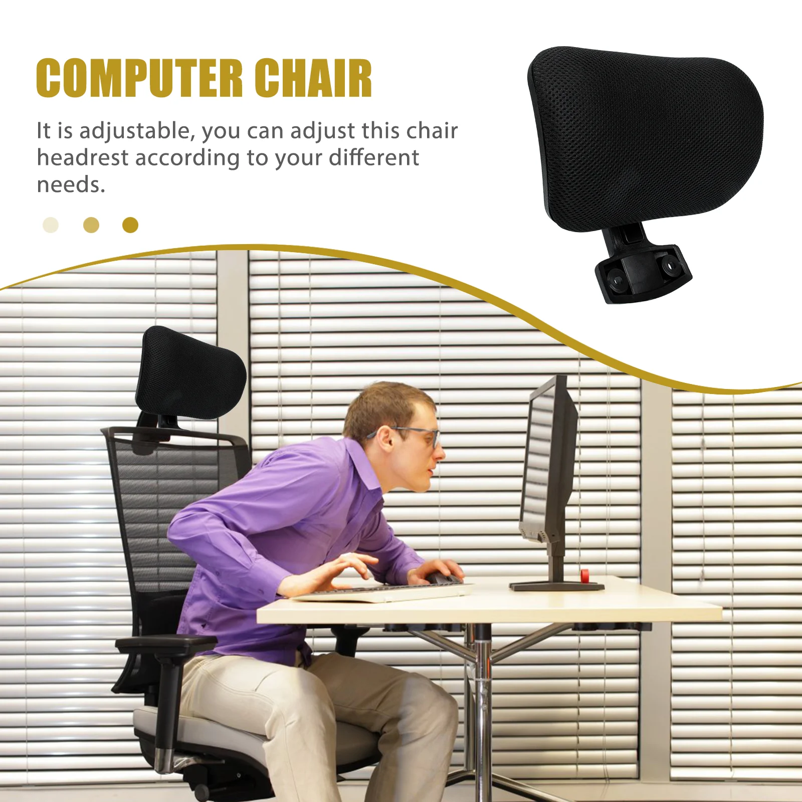 Adjustable Office Chair Headrest Comfortable Work Chair Head Pillow Computer Chair Headrest Neck Protection Headrest Furniture